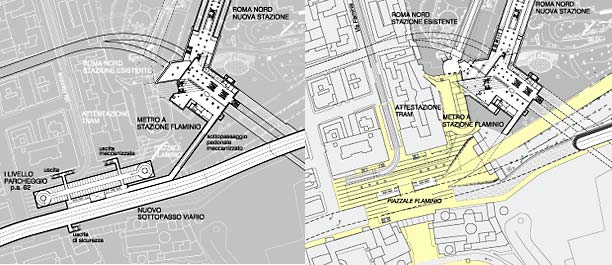 Integrazione con il Nodo Flaminio (2003): ipotesi con parcheggi